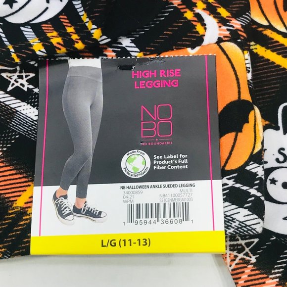 NoBo Women's Size Lg 11-13 Halloween Fall High Rise Leggings Plaid Pumpkin Black - Picture 3 of 11